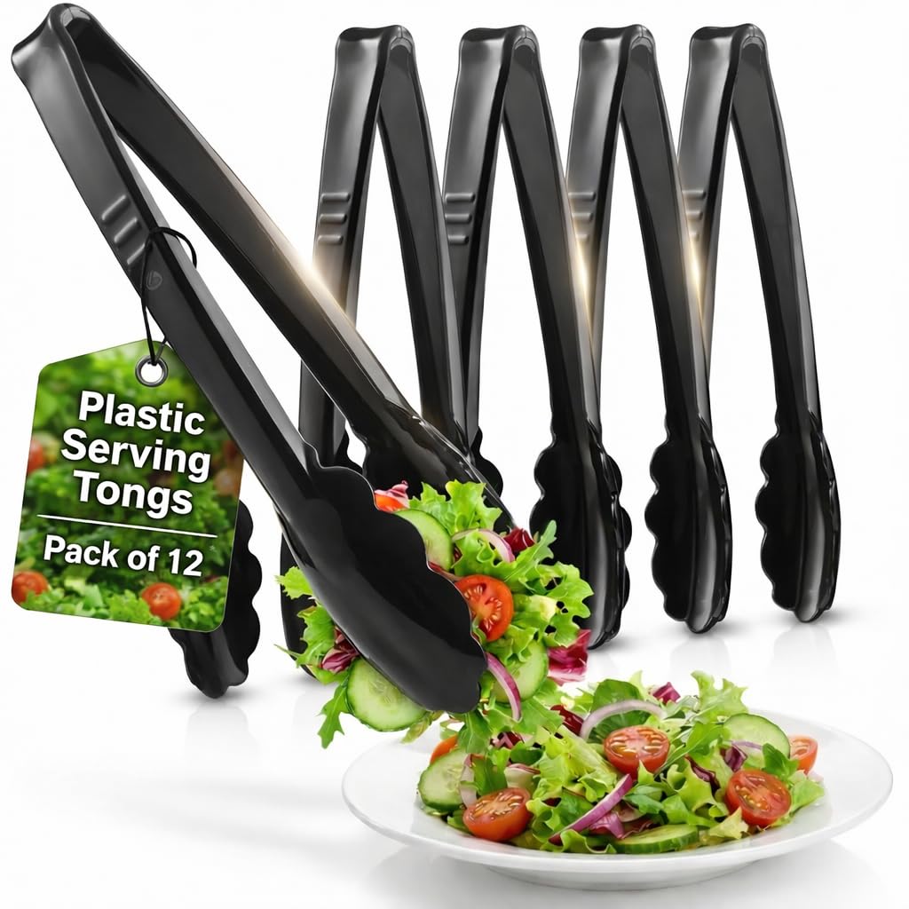 Pinzas plásticas JoyServe de 9 pulgadas en negro para servir con precisión