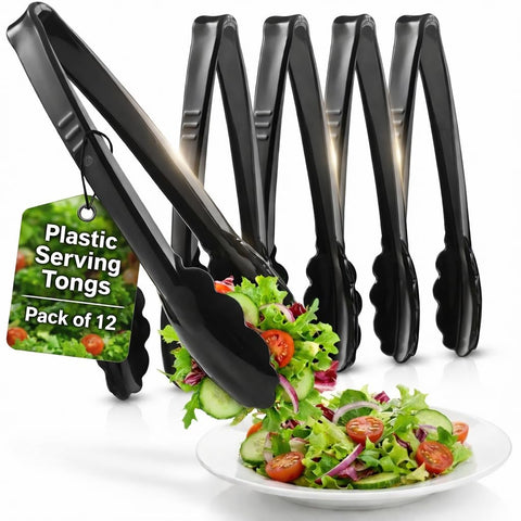 Pinzas plásticas JoyServe de 9 pulgadas en negro para servir con precisión
