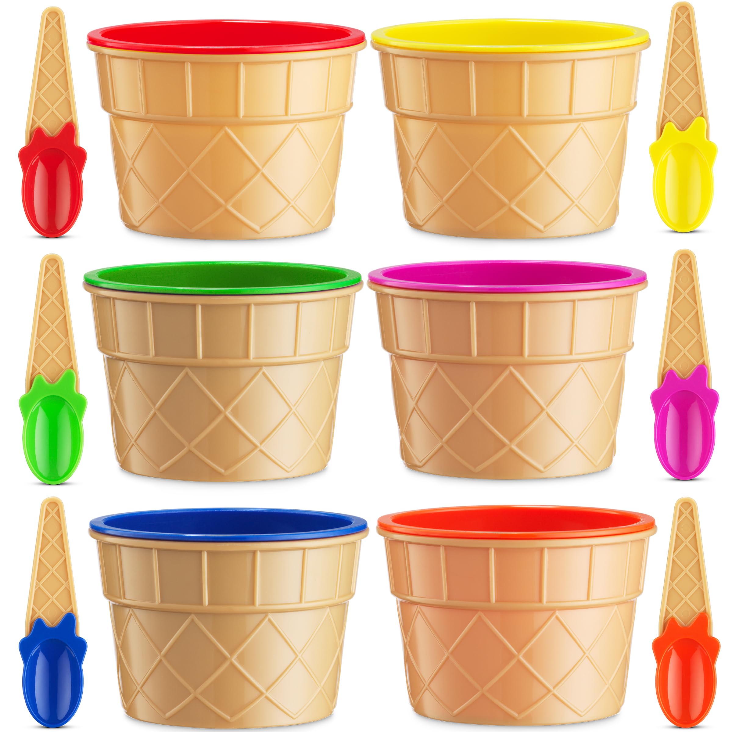 JoyServe vasitos de helado con cono de waffle apilables, ahorro de espacio en armarios.