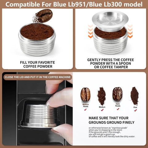 Cápsulas de acero JOYSOG para Lavazza Blue, aptas para rellenar con granos frescos y especias.