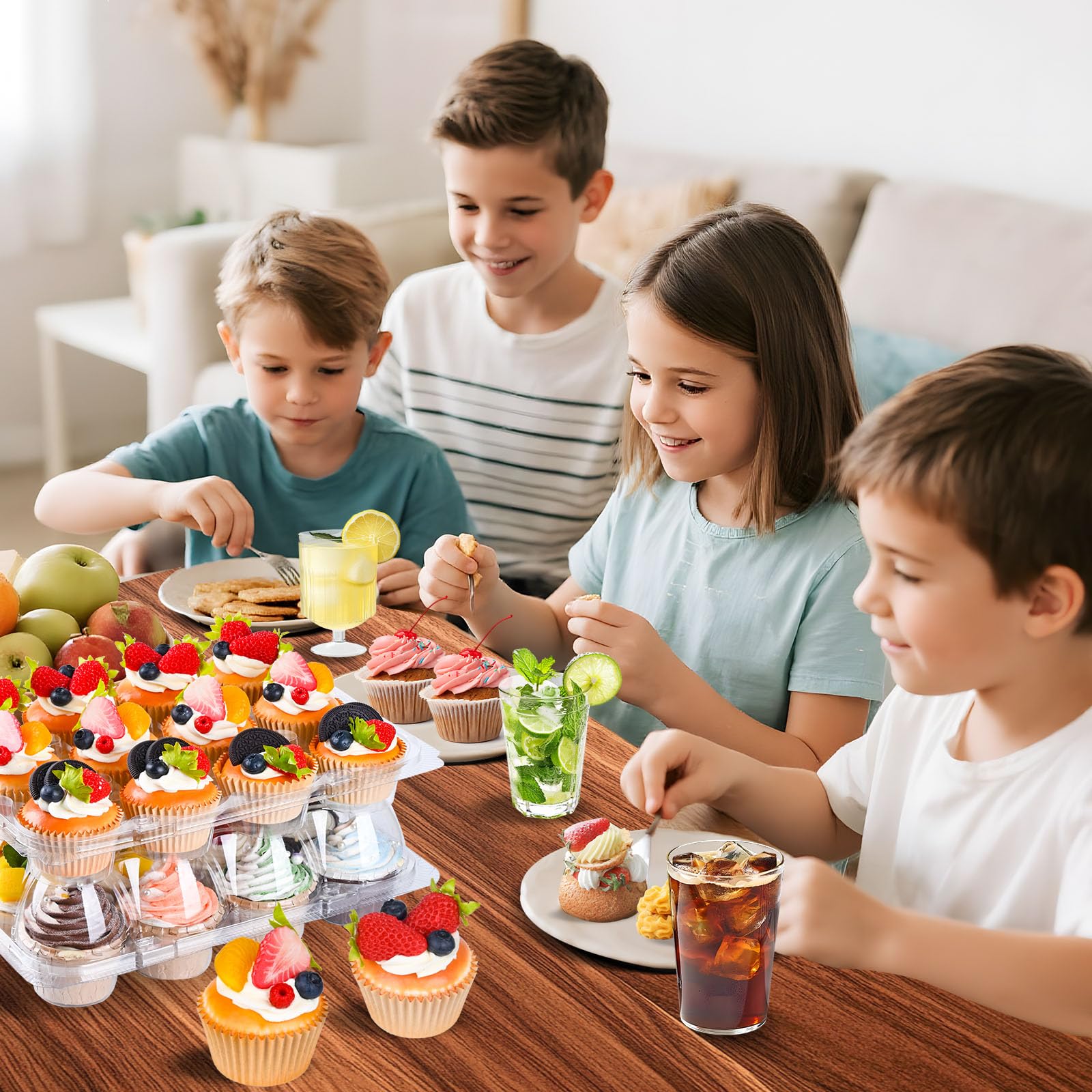 JPPSUJJ Contenedor cupcakes apto para congelar y refrigerar manteniendo frescura