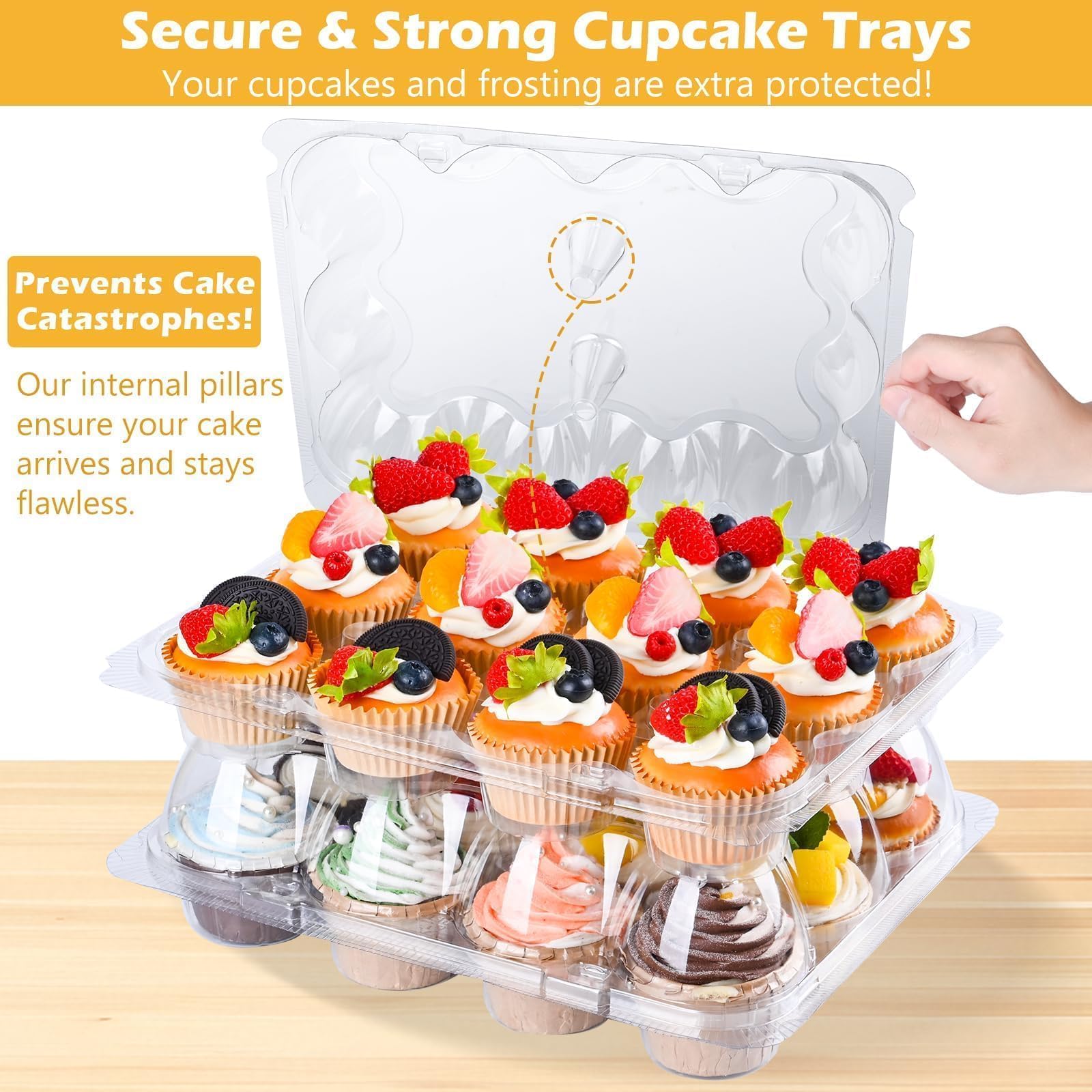JPPSUJJ Contenedor cupcakes exhibidos en bandeja transparente para venta