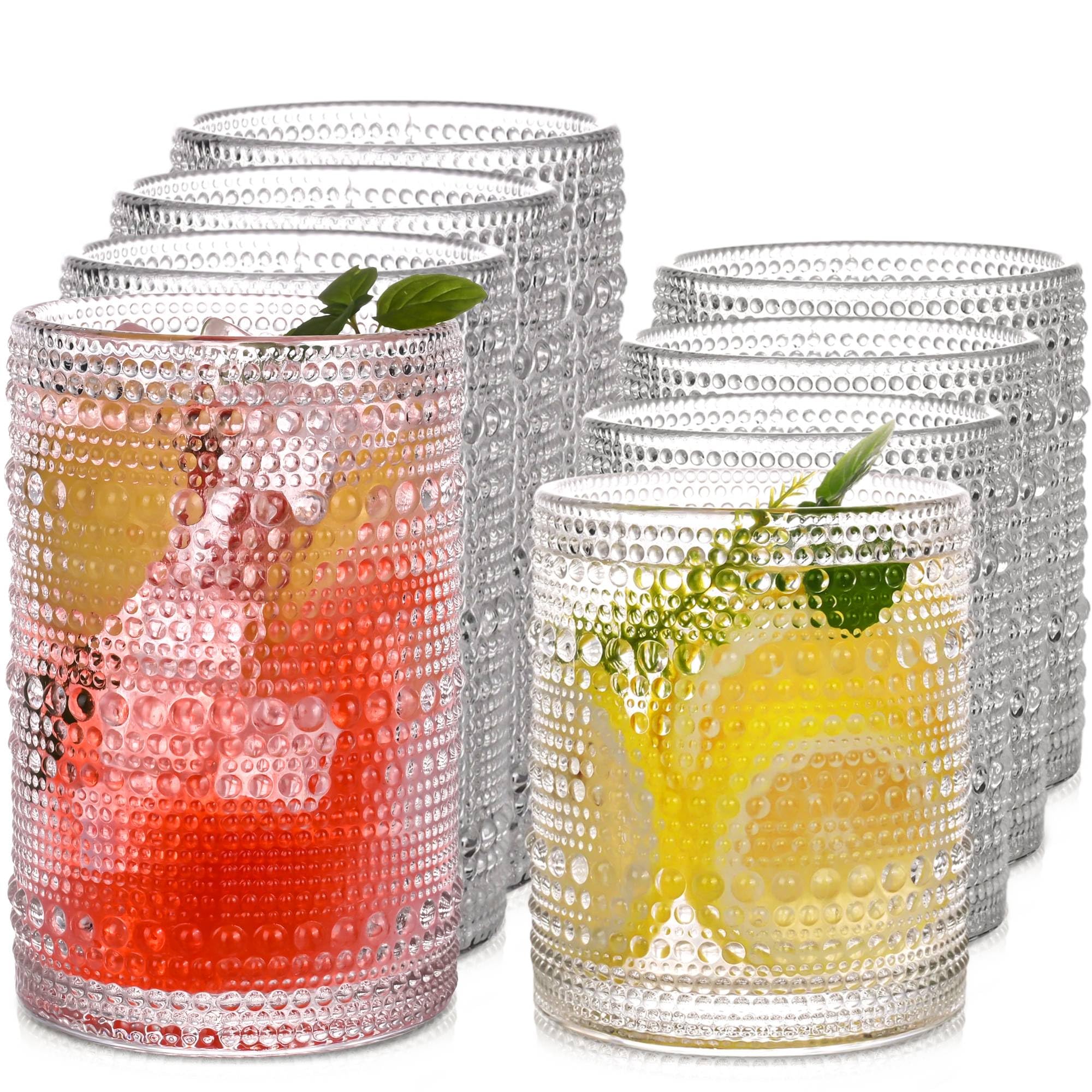 Vaso JPPSUJJ Hobnail Vintage de 15 onzas, ideal para bebidas refrescantes.