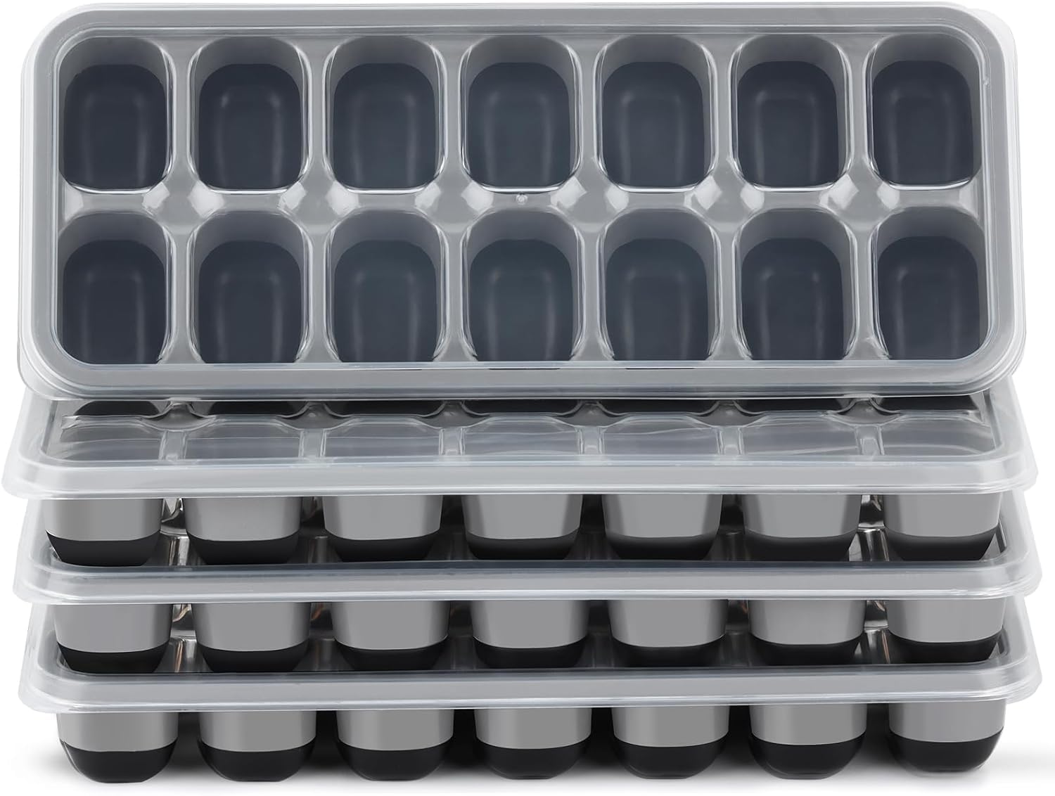 Bandeja Jrisbo de hielo 4 piezas, desmoldeo fácil para cubos perfectos.
