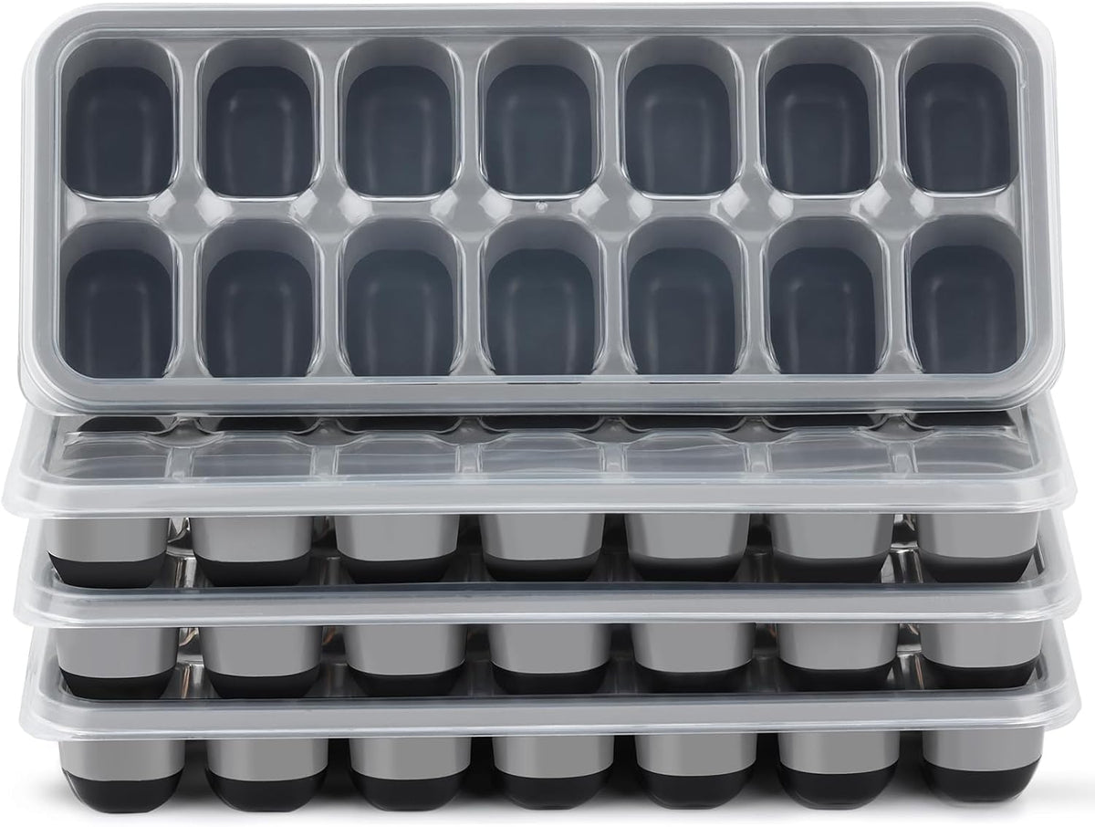Bandeja Jrisbo de hielo 4 piezas, desmoldeo fácil para cubos perfectos.