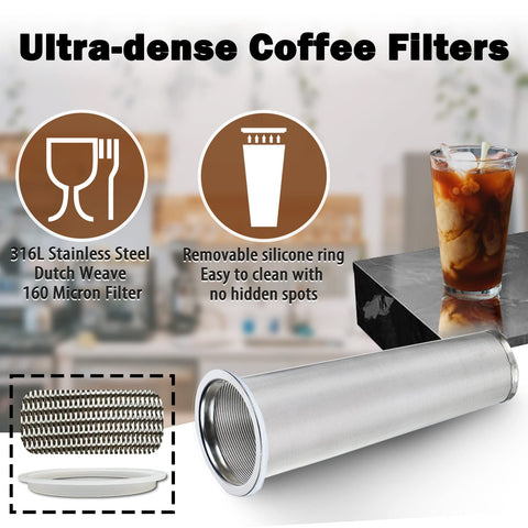 Filtro cónico de acero inoxidable de 160 micras para aromas puros.