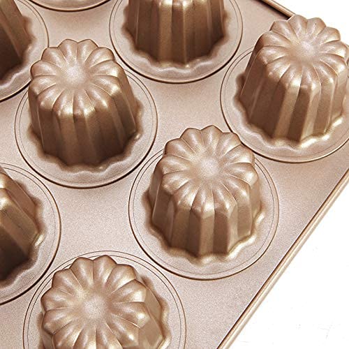 JRVT Love caneles 12 cavidades antiadherente, ideal para recetas dulces variadas
