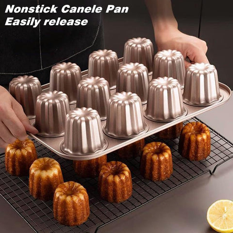 JRVT Love molde caneles 12 cavidades, acero al carbono duradero para lotes grandes