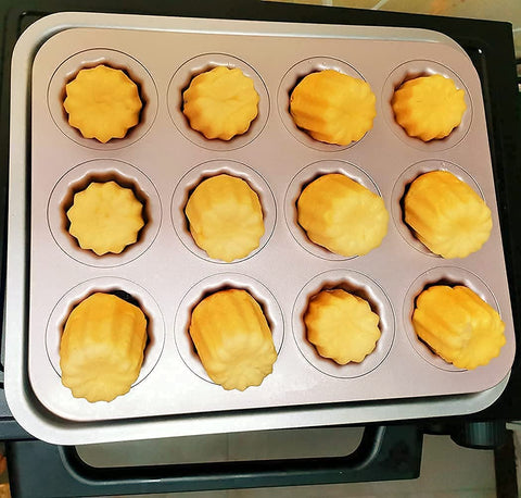JRVT Love molde caneles 12 cavidades antiadherente, diseño compacto para cocinas pequeñas
