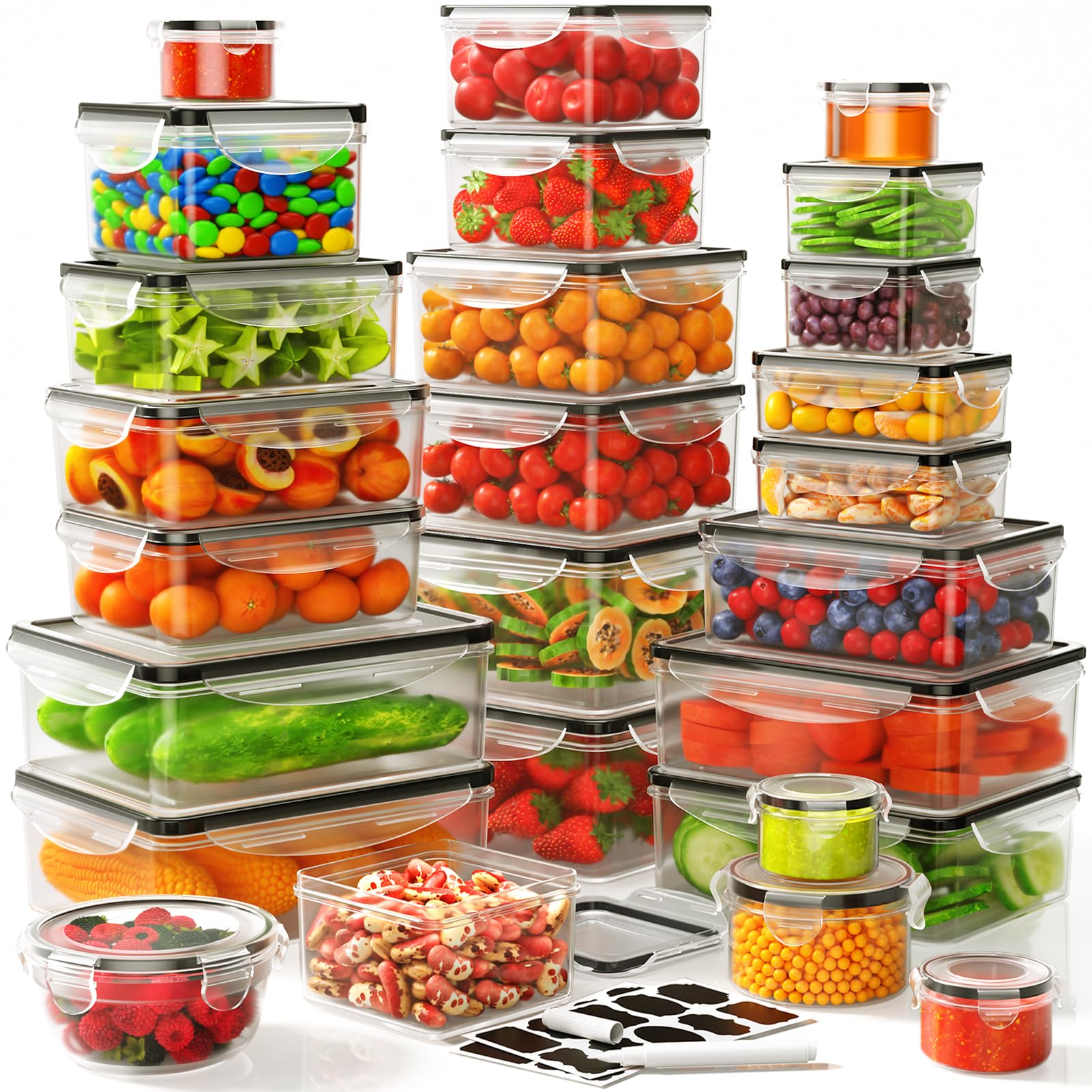 JSCARES: conjunto 52 piezas con tapas herméticas para frescura prolongada.