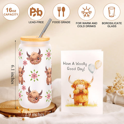 JSENGIFT Pegatinas vaca de las Tierras Altas: adhesivos coloridos para decorar cuadernos y regalos