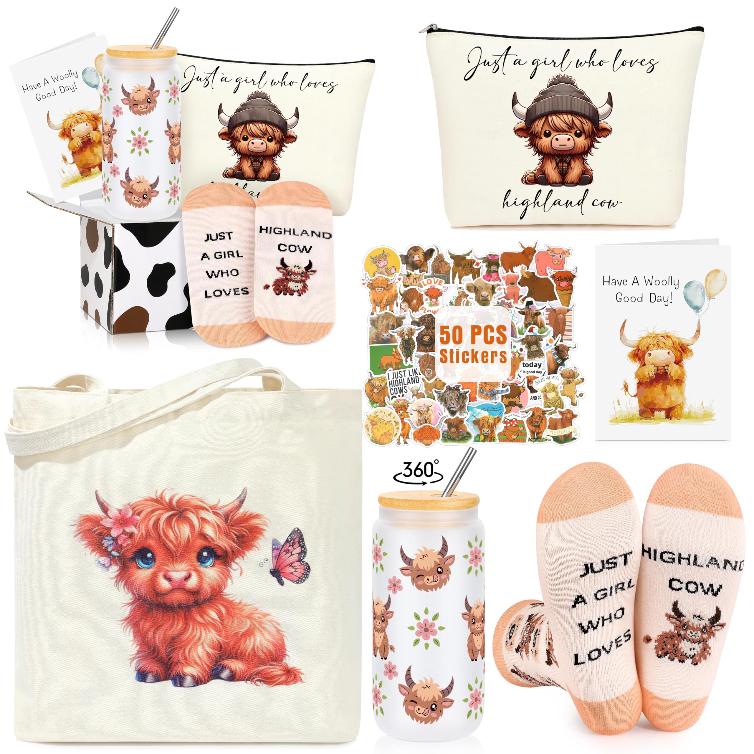 JSENGIFT Taza vaca de las Tierras Altas: 16 oz para bebidas diarias con toque lúdico