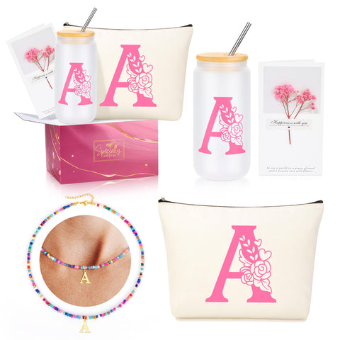 Vaso inicial de JSENGIFT con tapa de bambú y pajita; perfecto para regalo personalizado