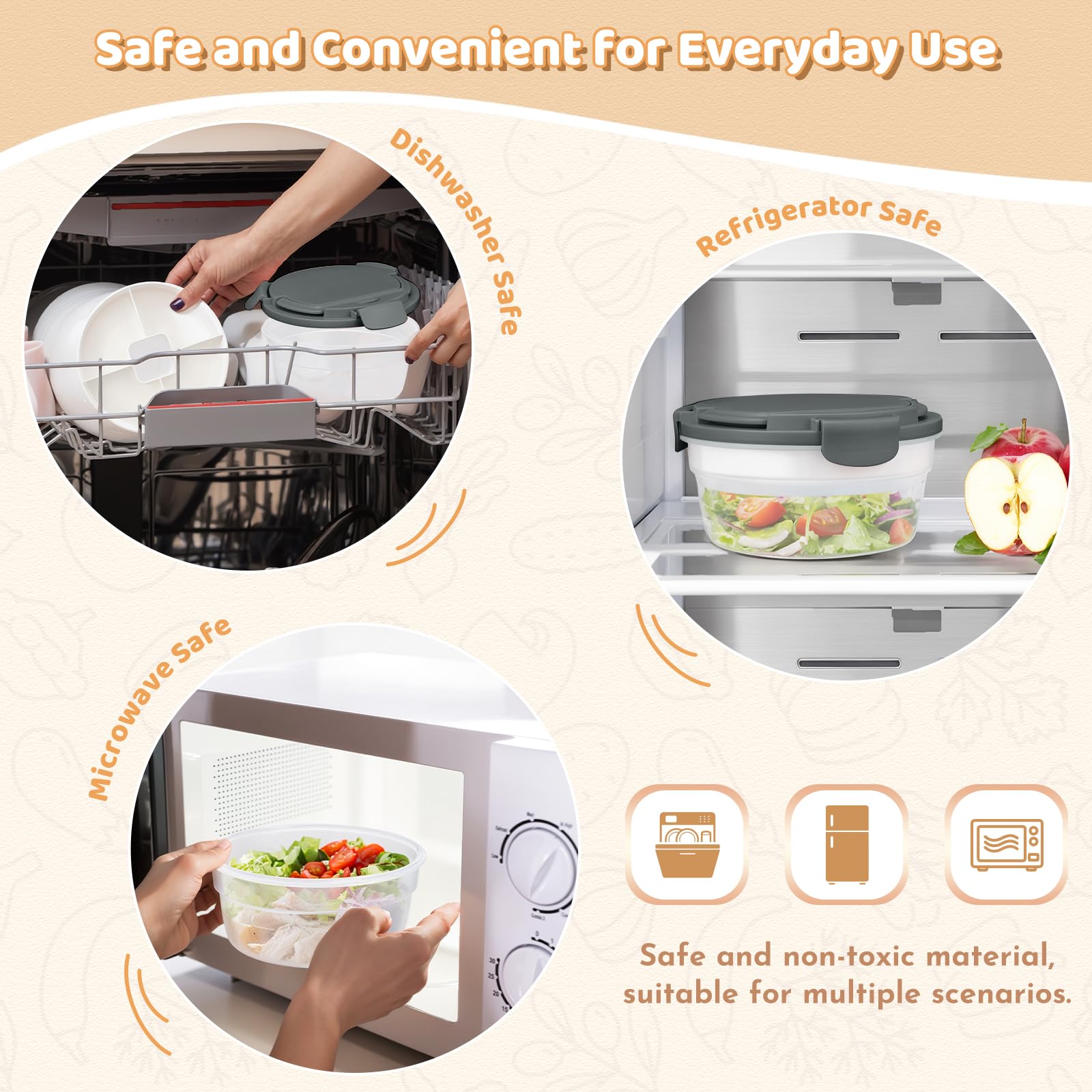 JSLOVE bento apto para microondas sin tapa facilita recalentar.