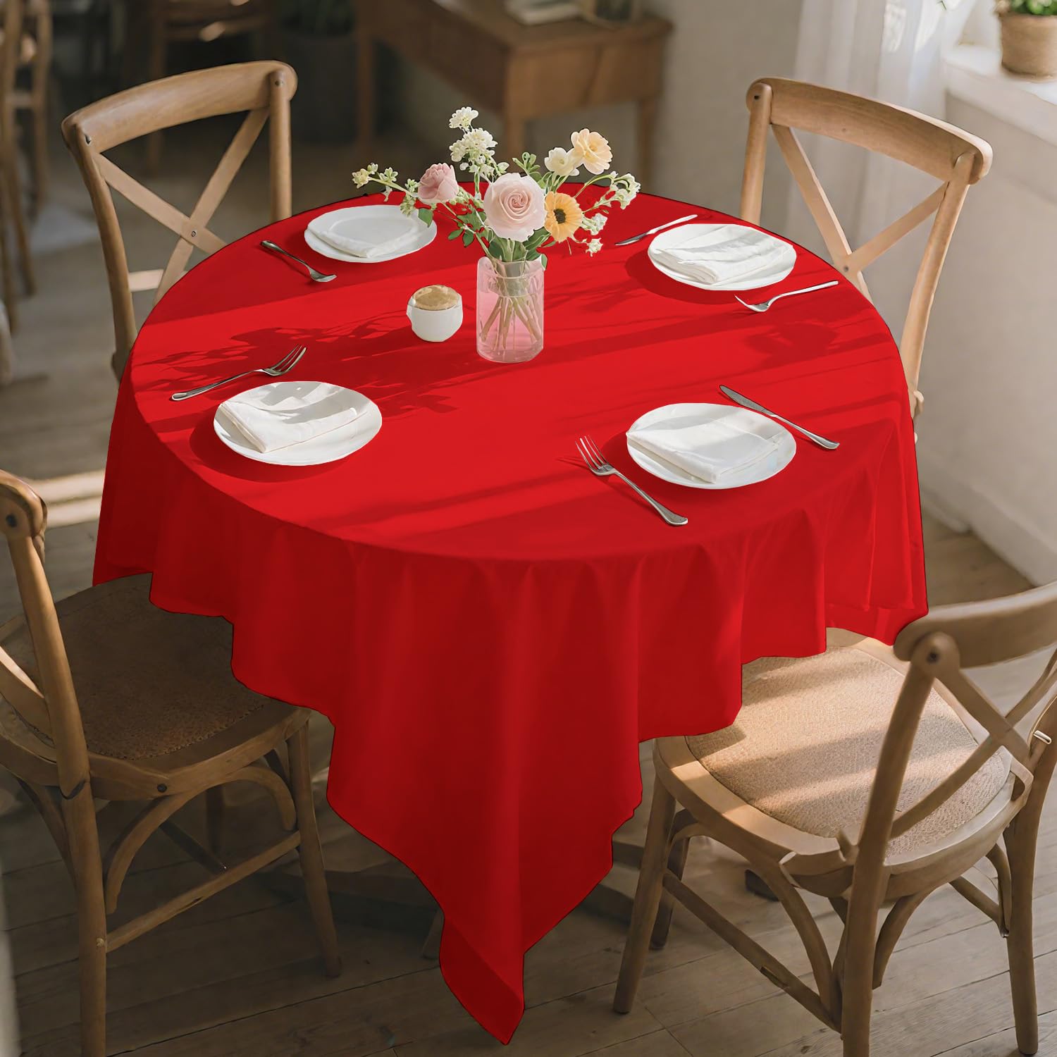 Mantel desechable JSQBSECL rojo, ideal para planificar fiestas y simplificar la limpieza.