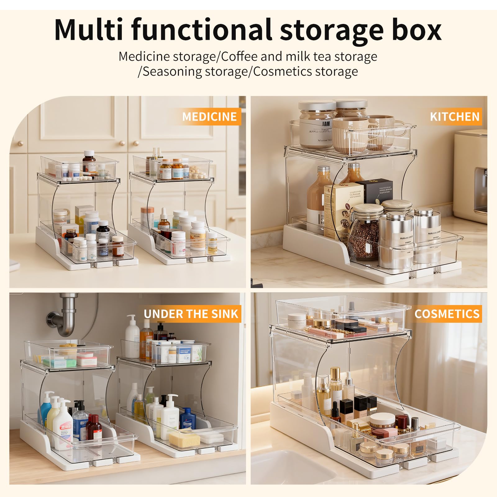 Jsyrjing organizador almacenamiento limpieza, espacio ordenado para productos de hogar.