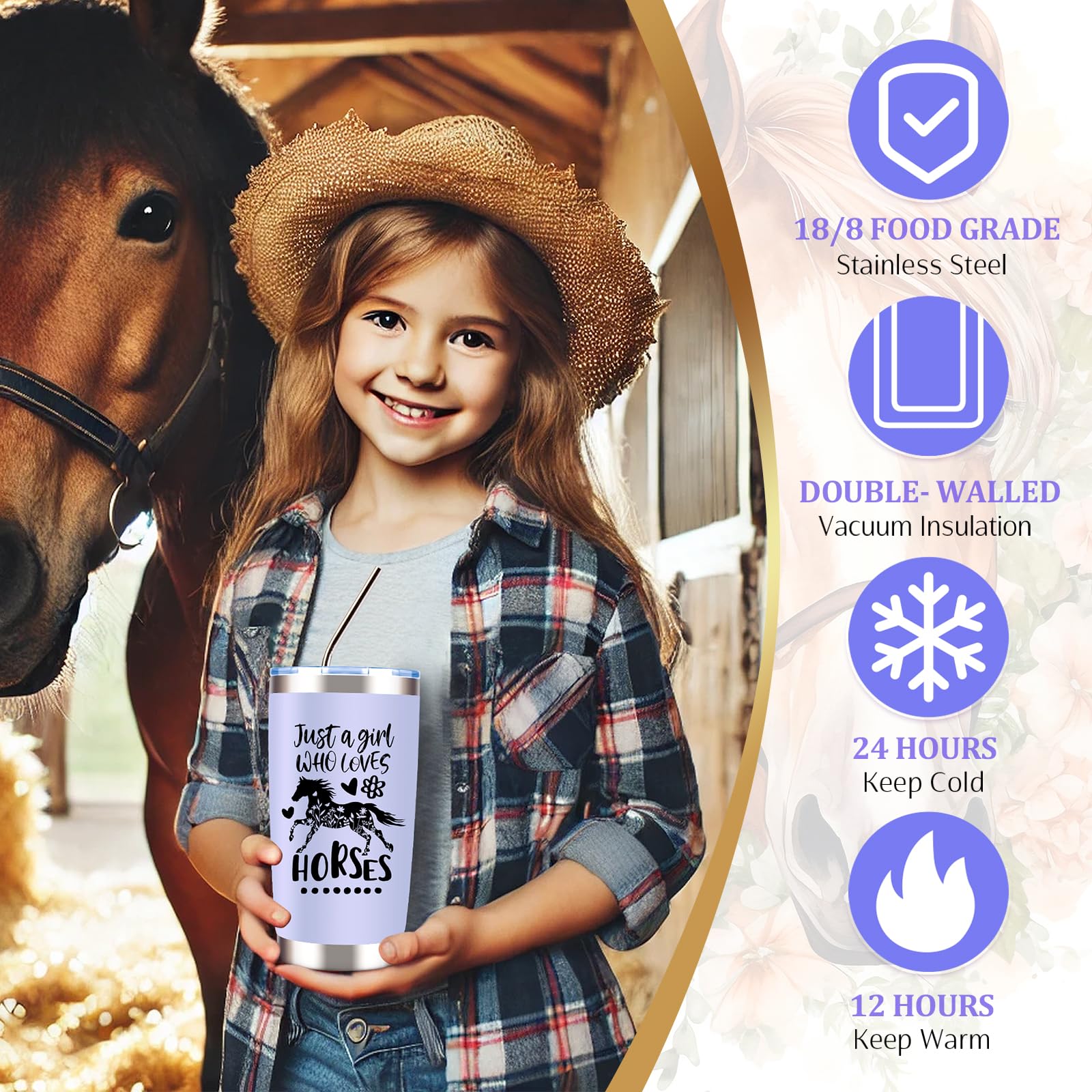 JTAMOHI bolso maquillaje caballos: bolso espacioso con cremallera resistente