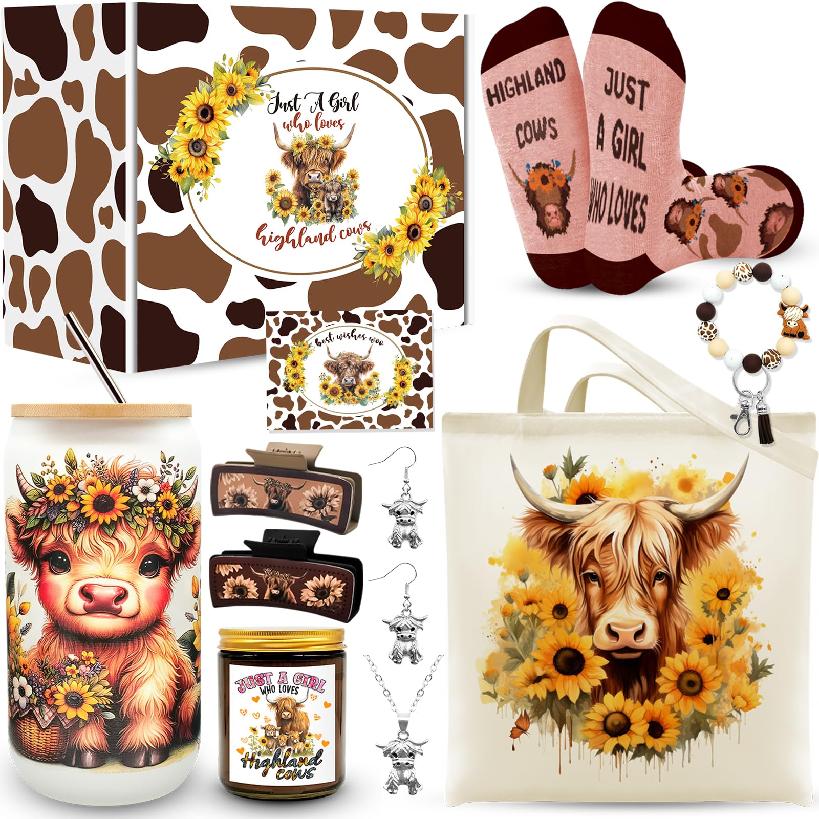 JTAMOHI copa de vidrio con vaca de las Tierras Altas, ideal para bebidas