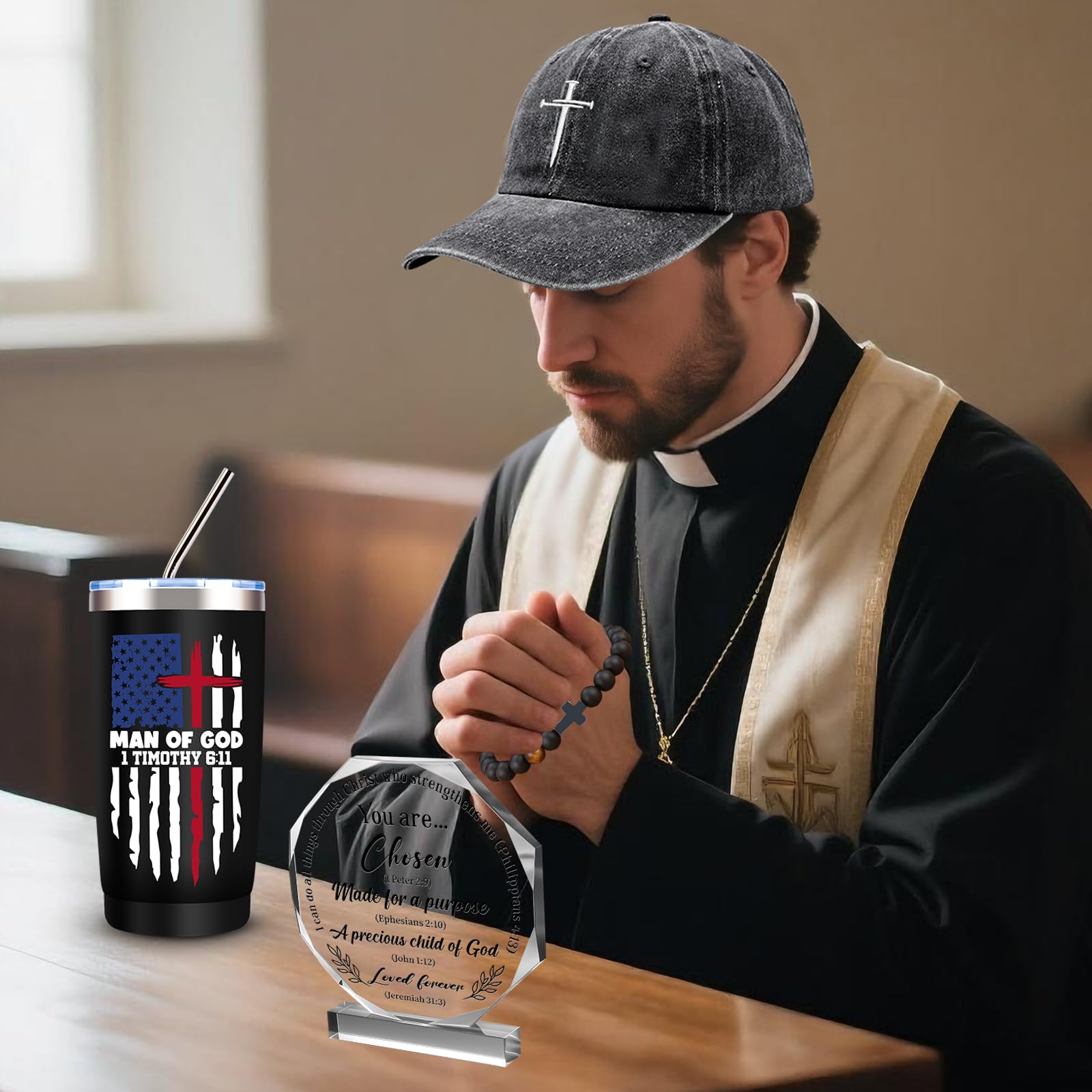 Gorra cristiana JTAMOHI para hombre, estilo sobrio y respetuoso.