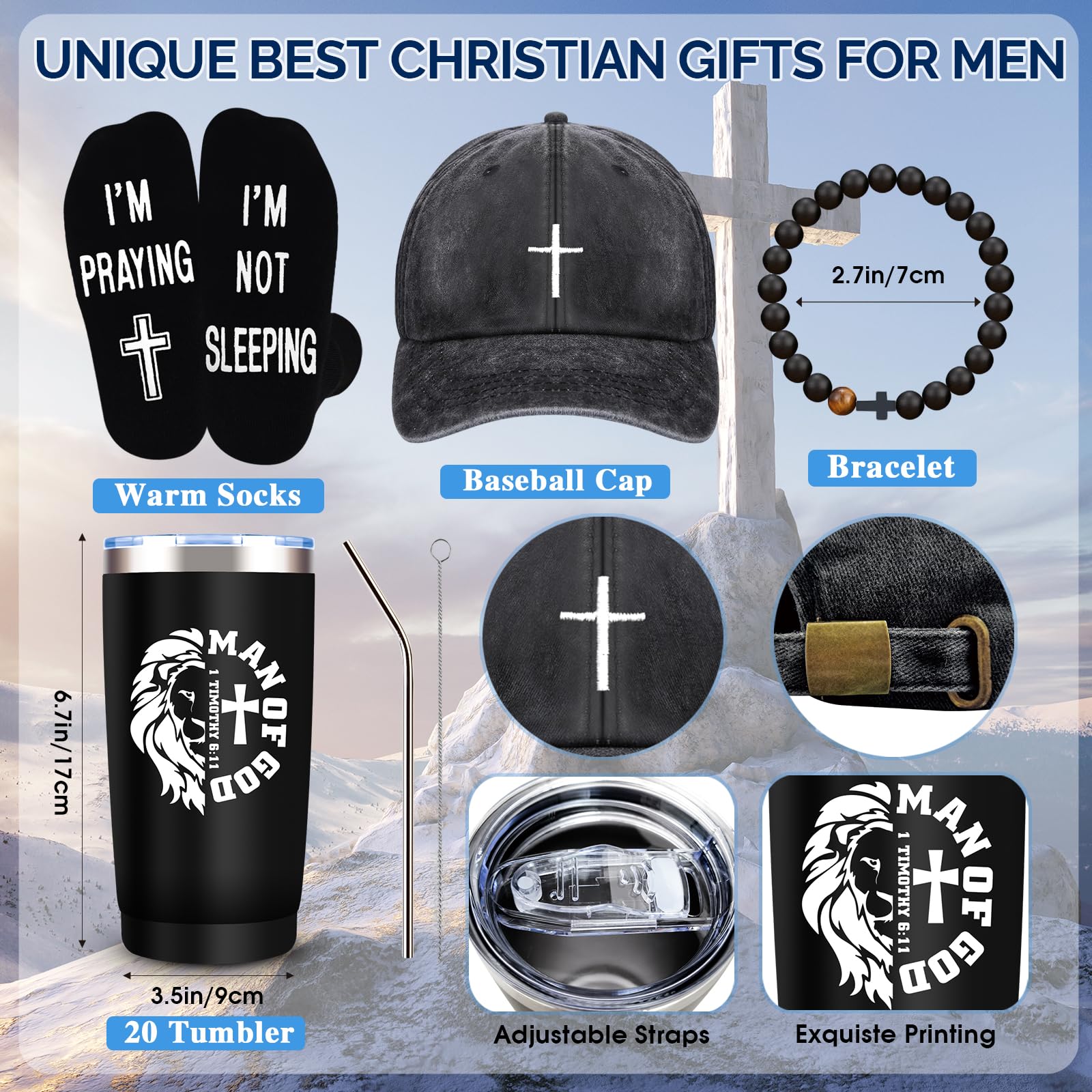 Gorra JTAMOHI con cruz blanca, ideal para estilo casual y significativo.