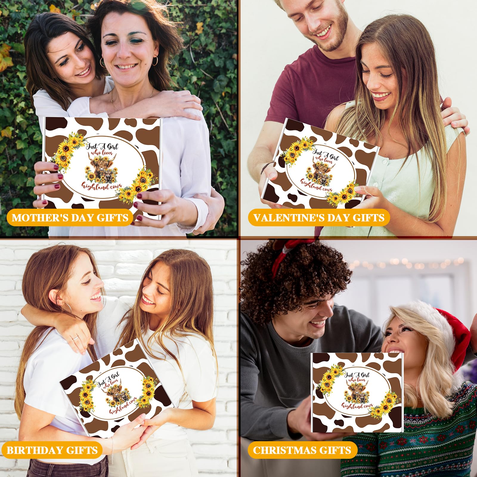 JTAMOHI tarjeta regalo con diseño de vaca y girasoles, ideal para sorpresas