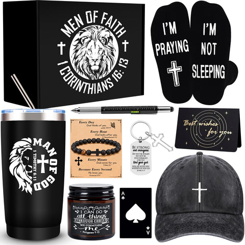 Tumbler JTAMOHI de 20 oz con diseño de hombre de fe para uso diario.