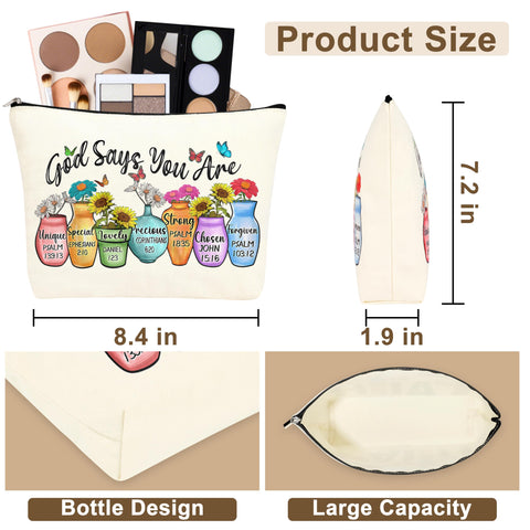 Bolso maquillaje JTENGTOP de lona de alta calidad con impresión doble, para organizar esenciales.
