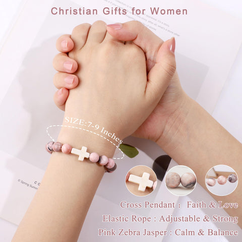 Pulsera JTENGTOP rosa con cebra y cruz blanca, complemento perfecto para expresar apoyo.