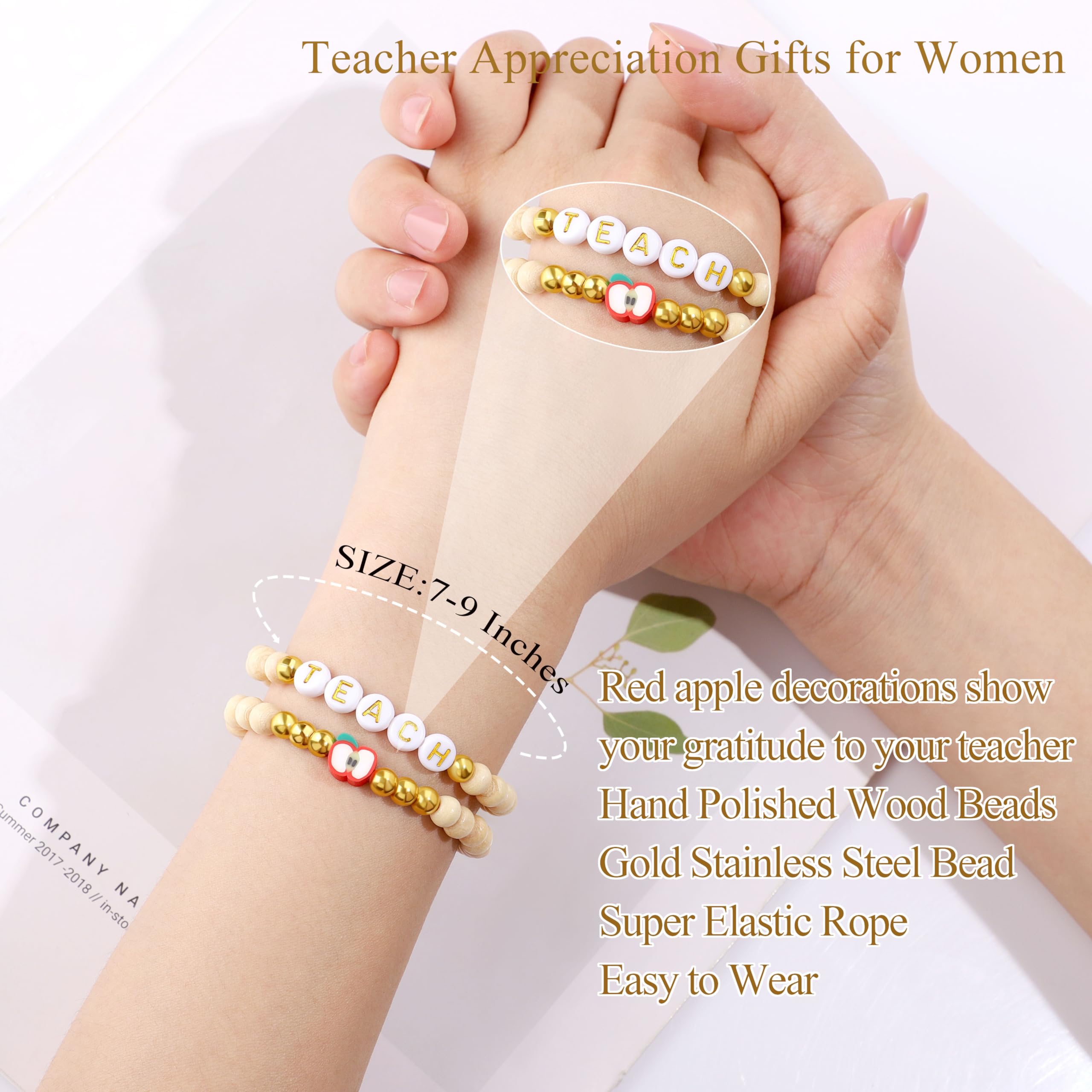 Pulseras de madera JTENGTOP, dos cuentas con diseño manzana para acompañarte.