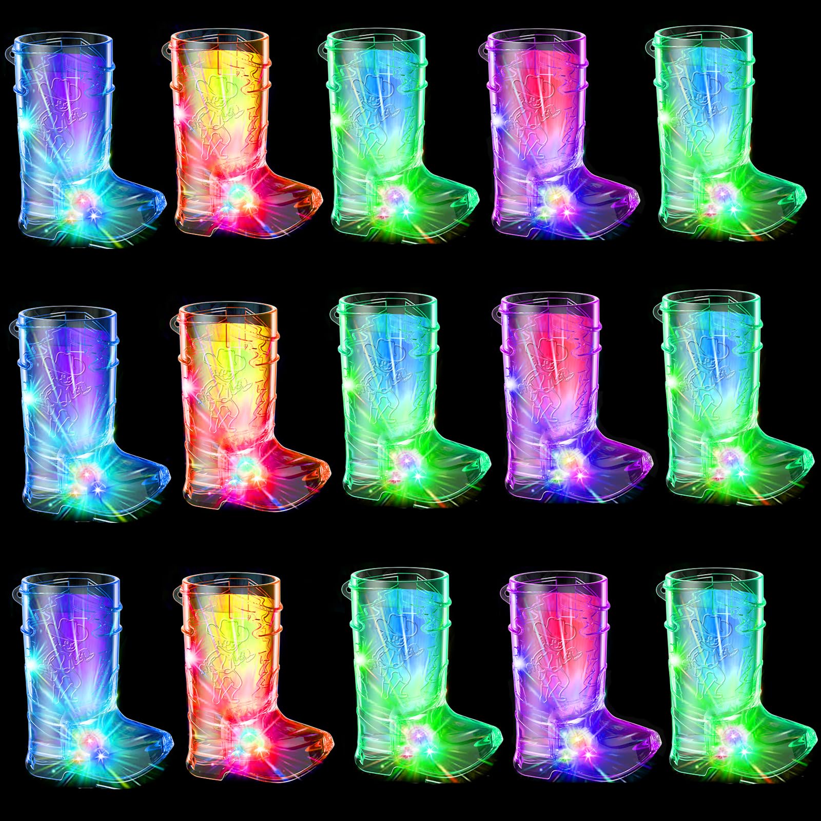 JTWKING vaso chupito con bota vaquera iluminada, perfecto para fiestas temáticas.