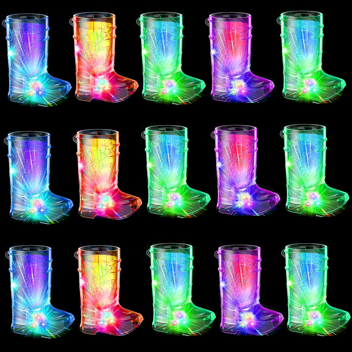 JTWKING vaso chupito con bota vaquera iluminada, perfecto para fiestas temáticas.
