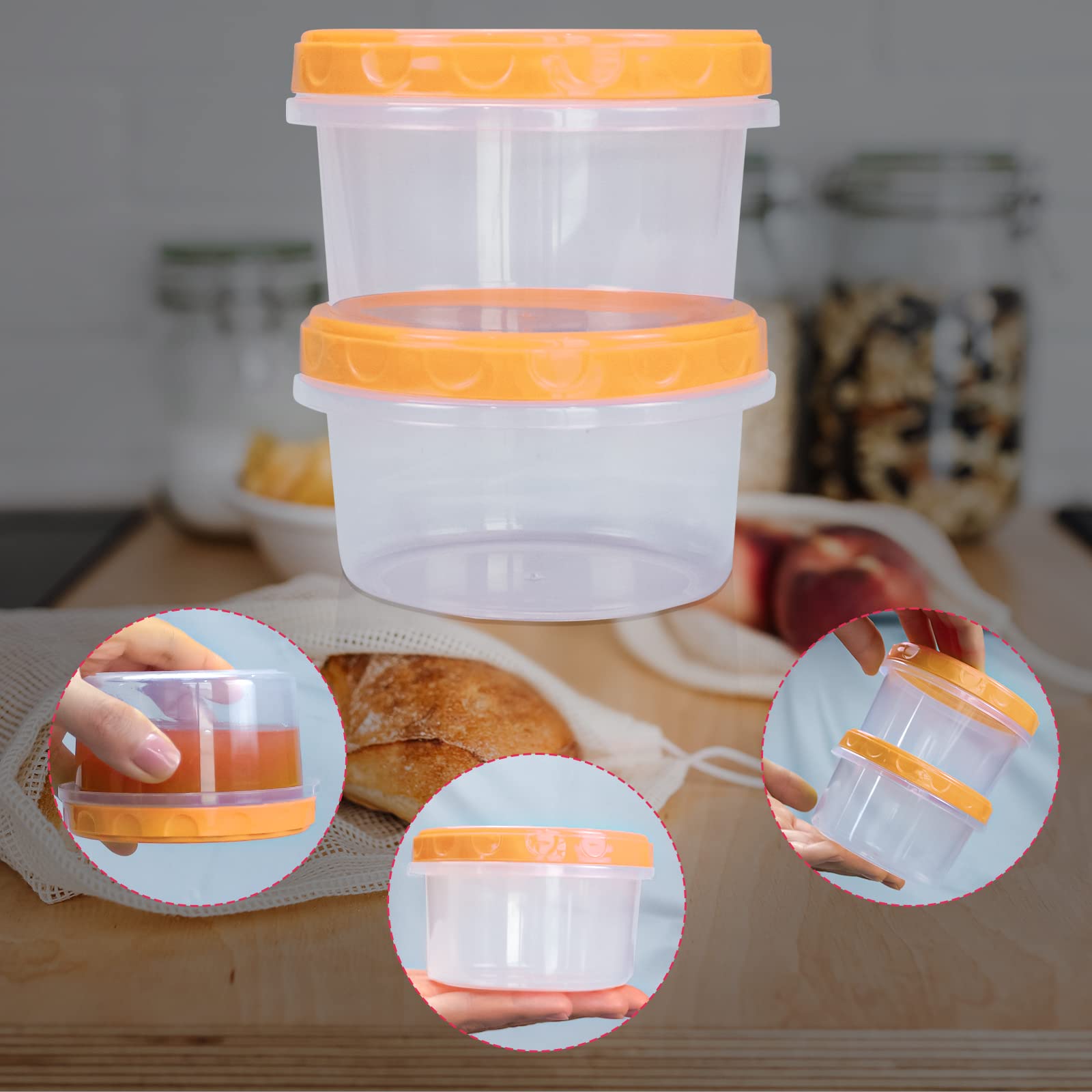 Ideal para condimentos y granos en porciones reutilizables.