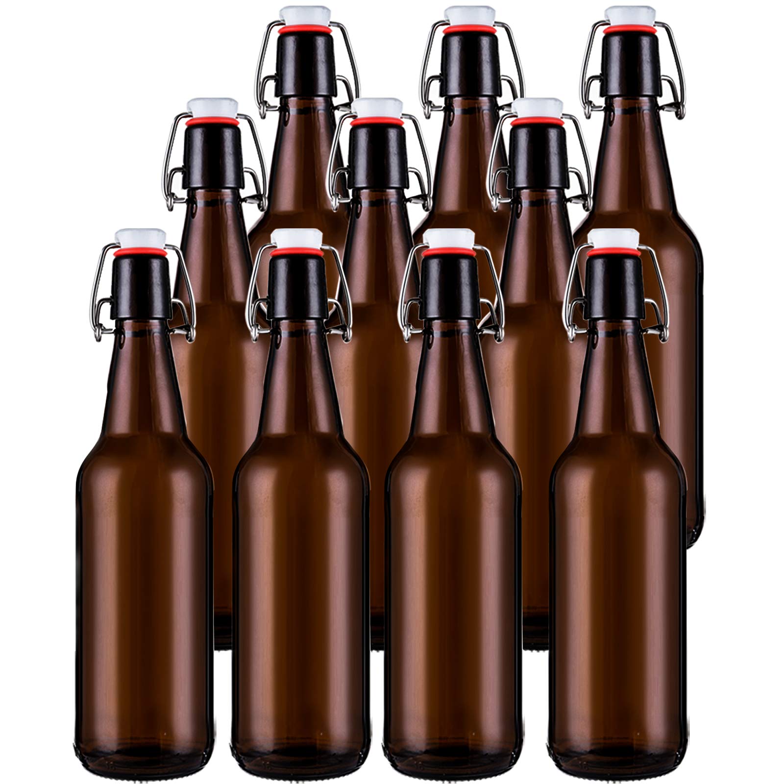 Jucoan: botellas de vidrio ámbar 16 oz con tapa abatible para fermentación.