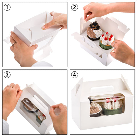 Jucoan caja cupcakes con asa cómoda para presentar y entregar en eventos