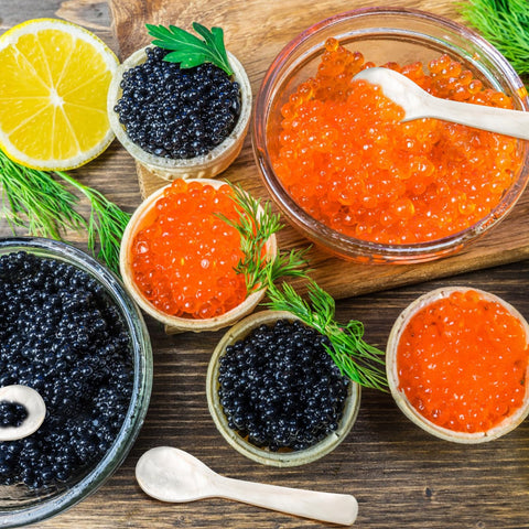 Caja regalo Jucoan cucharas caviar perla, presentación festiva para regalo.