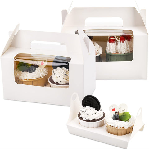 Jucoan cajas cupcakes blancas con ventana para exhibir postres con estilo