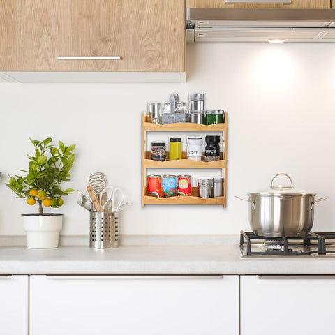 Jucoan estante de bambú, acabado suave y natural para decoración y almacenamiento.
