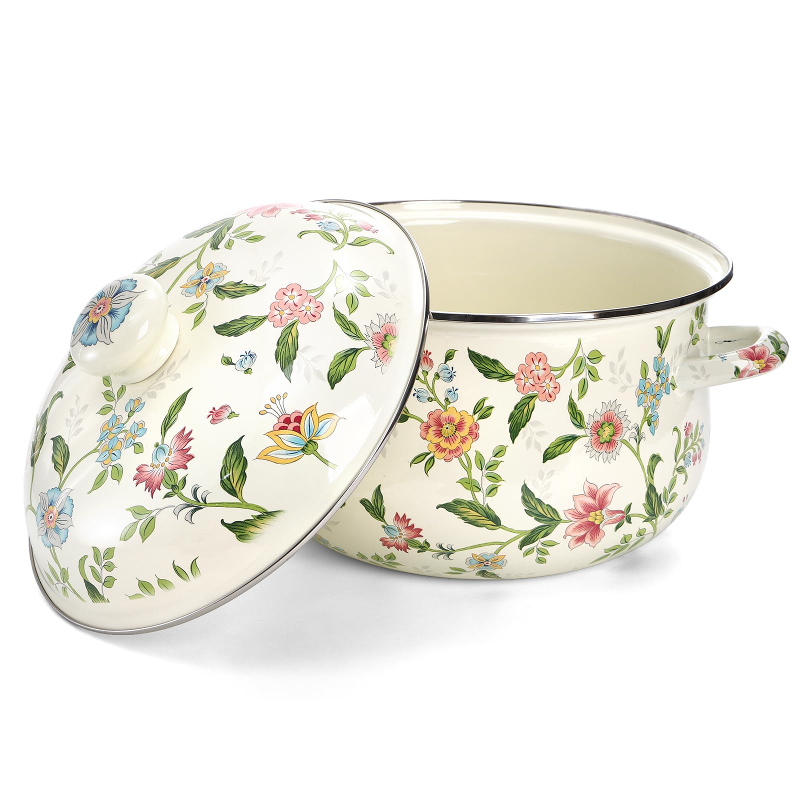 Olla Jucoan con diseño floral verde para cocina elegante y aromática.