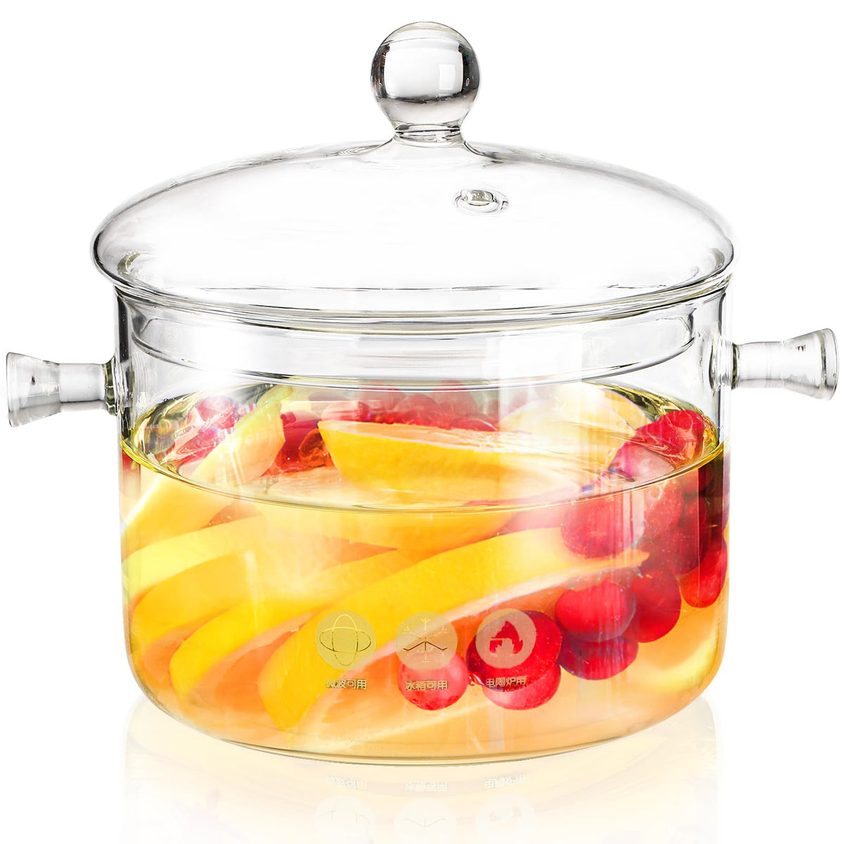 Jucoan olla vidrio 1.5L con tapa: observa la cocción sin abrir.
