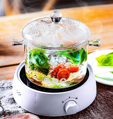 Jucoan olla vidrio 1.5L trasera vapor suave de cocción.