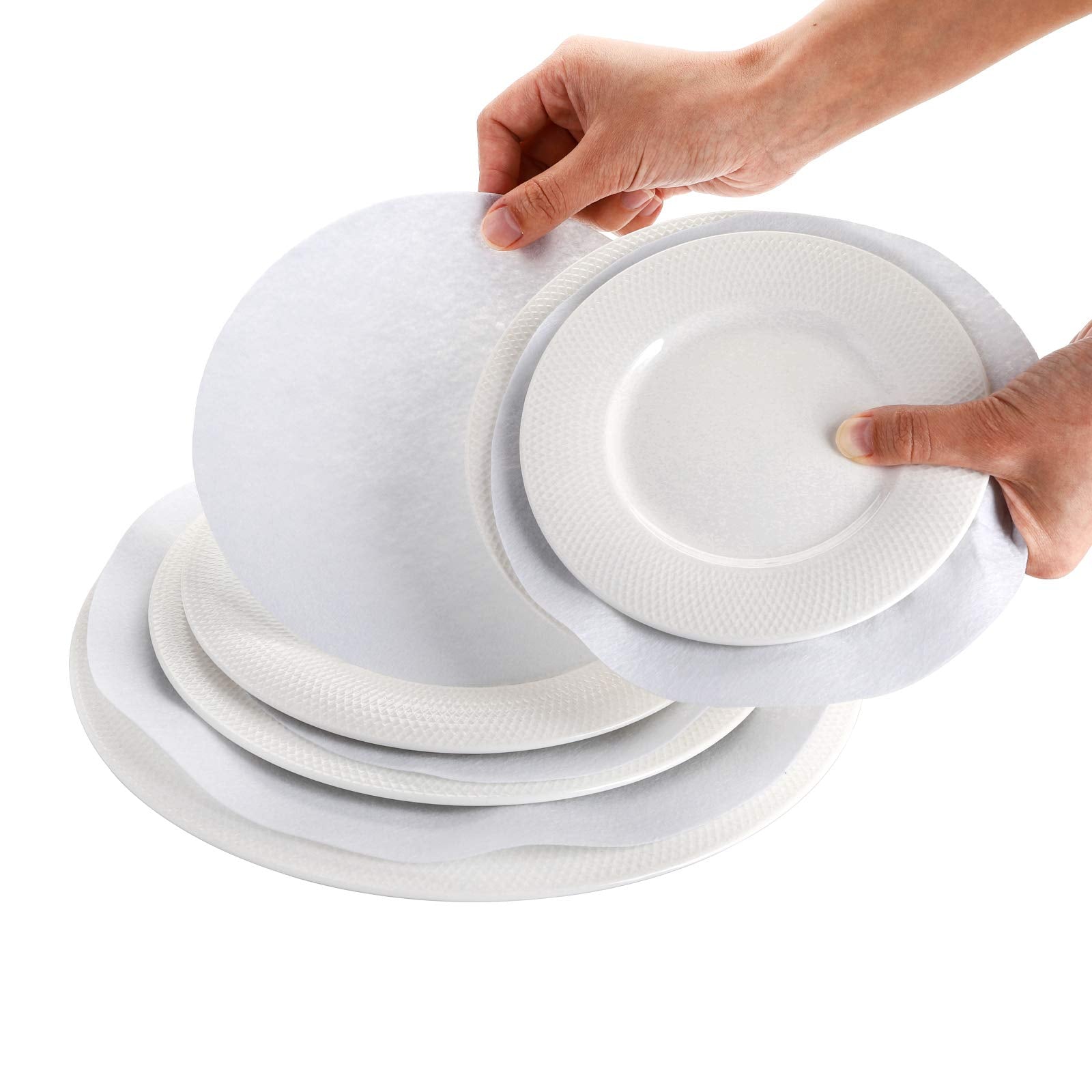 Protector de platos de fieltro Jucoan para evitar rayones en porcelana y cerámica.