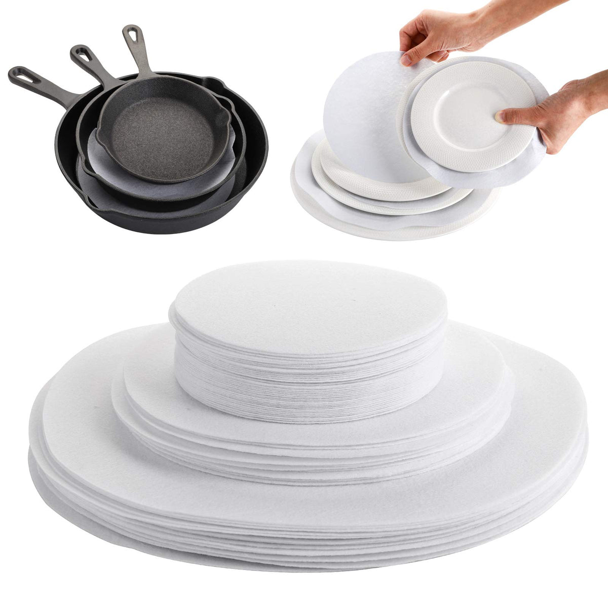 Separadores de platos de fieltro Jucoan de 5 pulgadas para vajilla pequeña y segura.