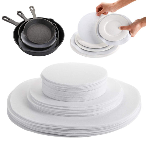 Separadores de platos de fieltro Jucoan de 5 pulgadas para vajilla pequeña y segura.