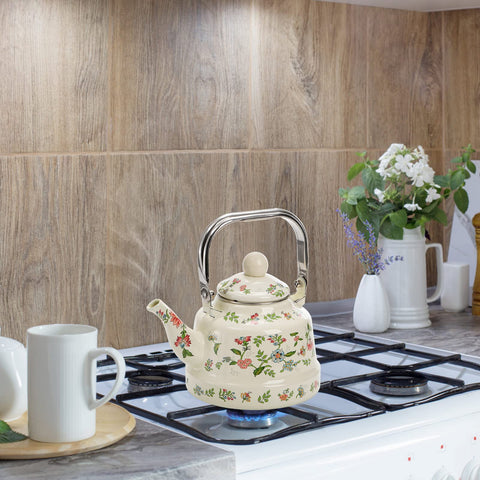 Tetera Jucoan para cocina, elegante regalo con acabado verde floral
