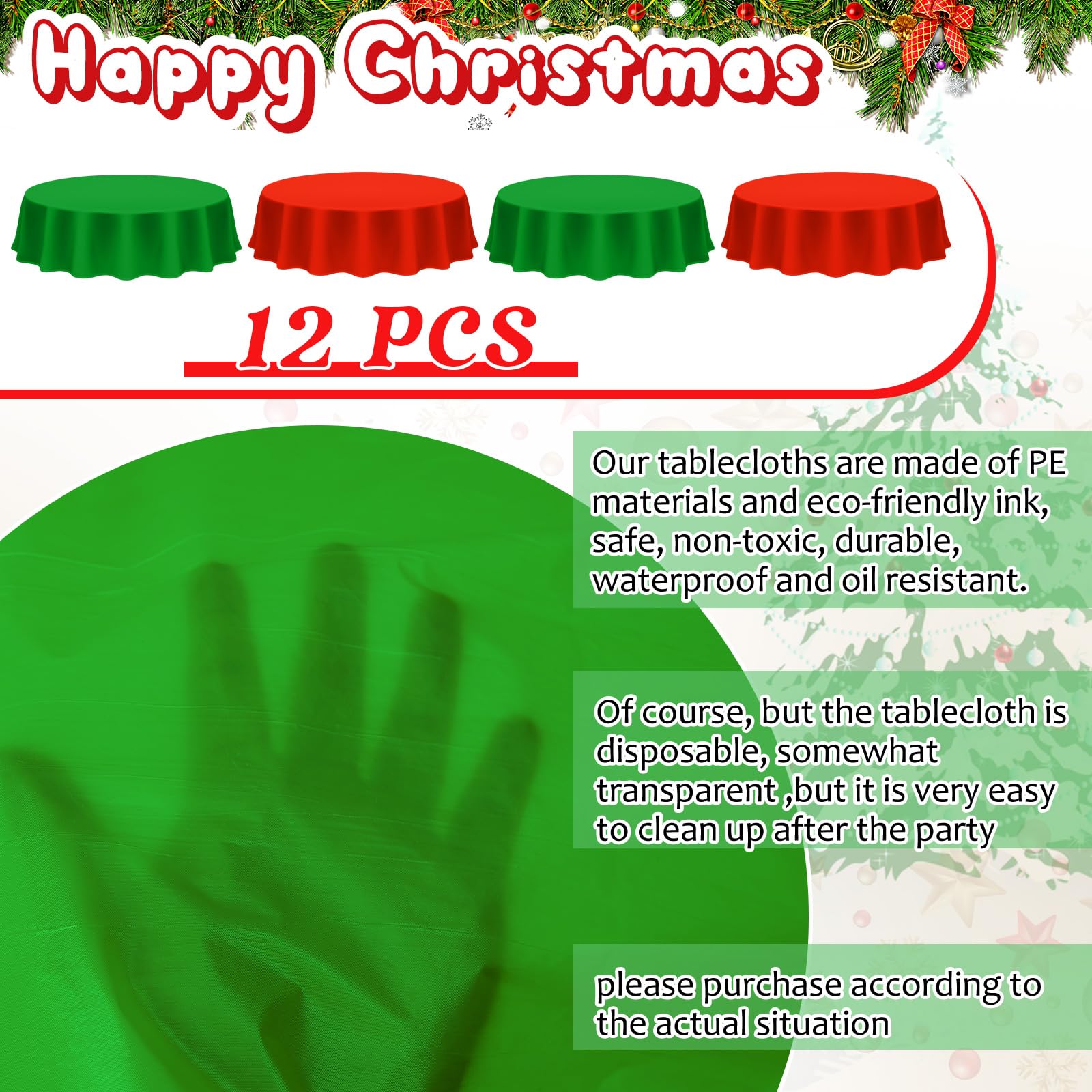 Mantel navidad verde de Juexica, añade color y protección contra manchas