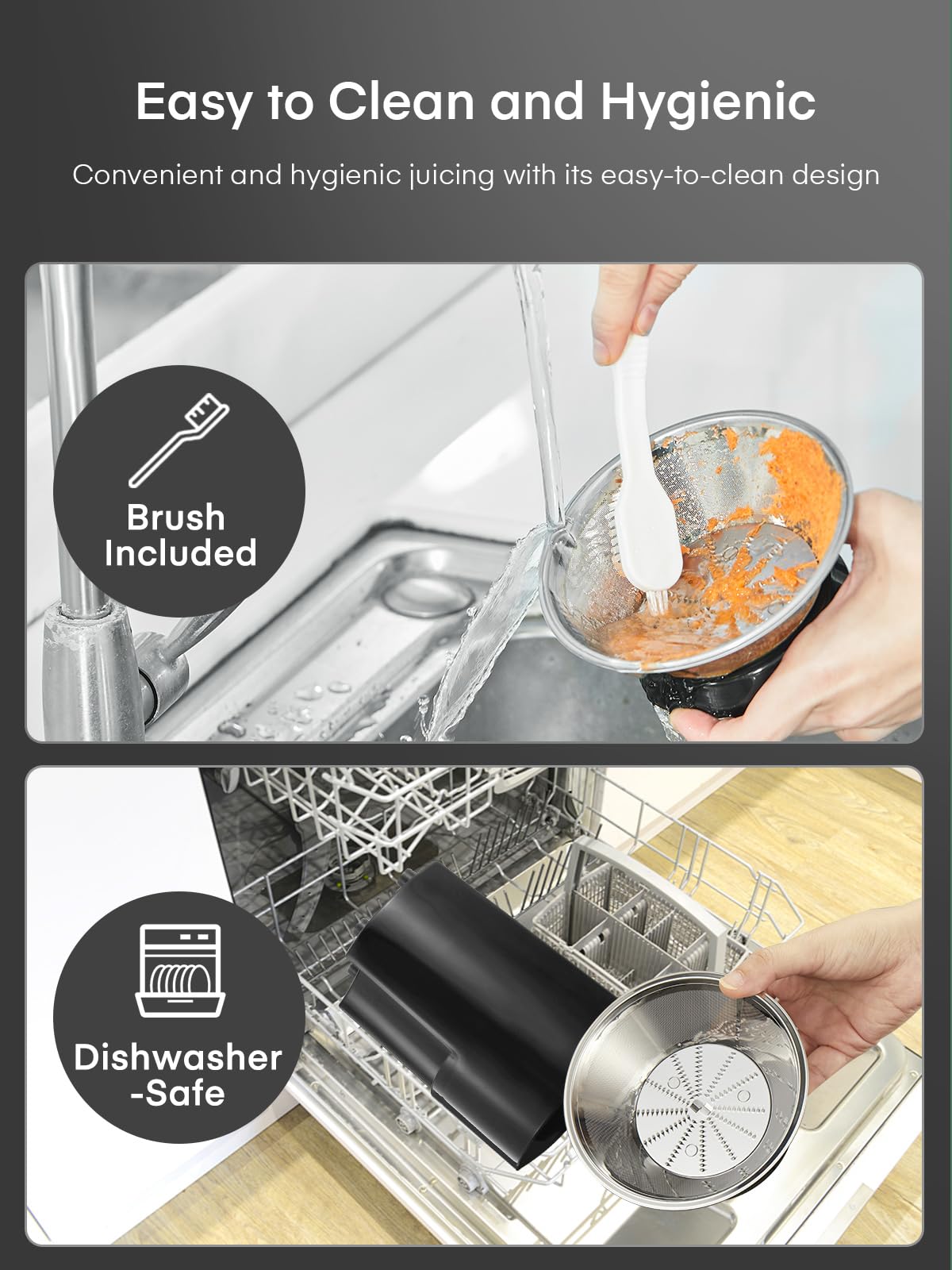 Juilist extractor de jugos, diseño compacto para encimera ordenada.