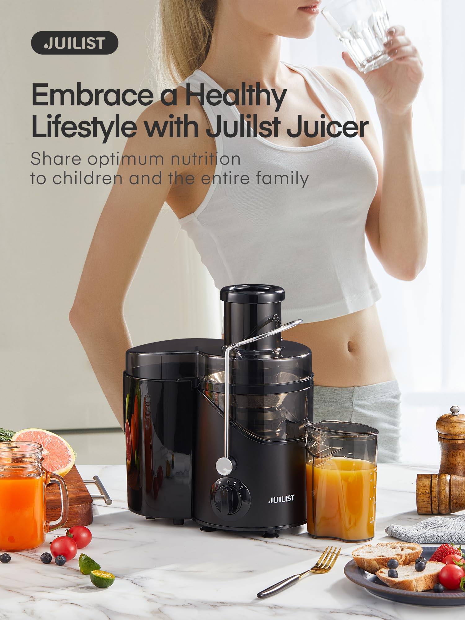 Juilist extractor de jugos, jugos consistentes y fáciles de preparar.