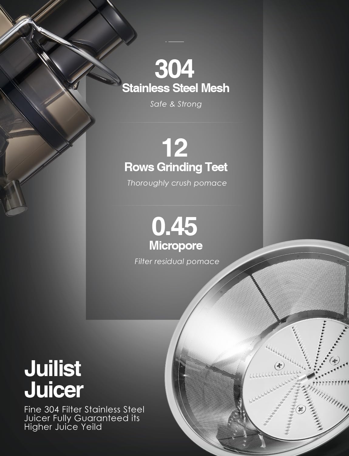 Juilist extractor de jugos, tres velocidades para adaptar frutas y verduras.