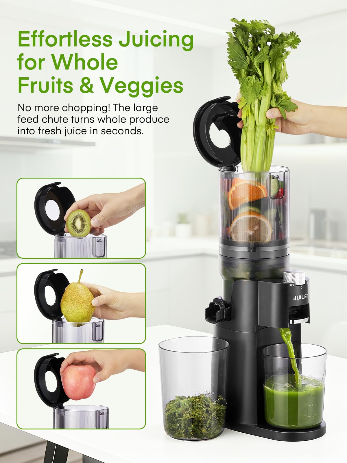 Licuadora prensado en frío Juilist, filtro 0.2 mm para jugos suaves.