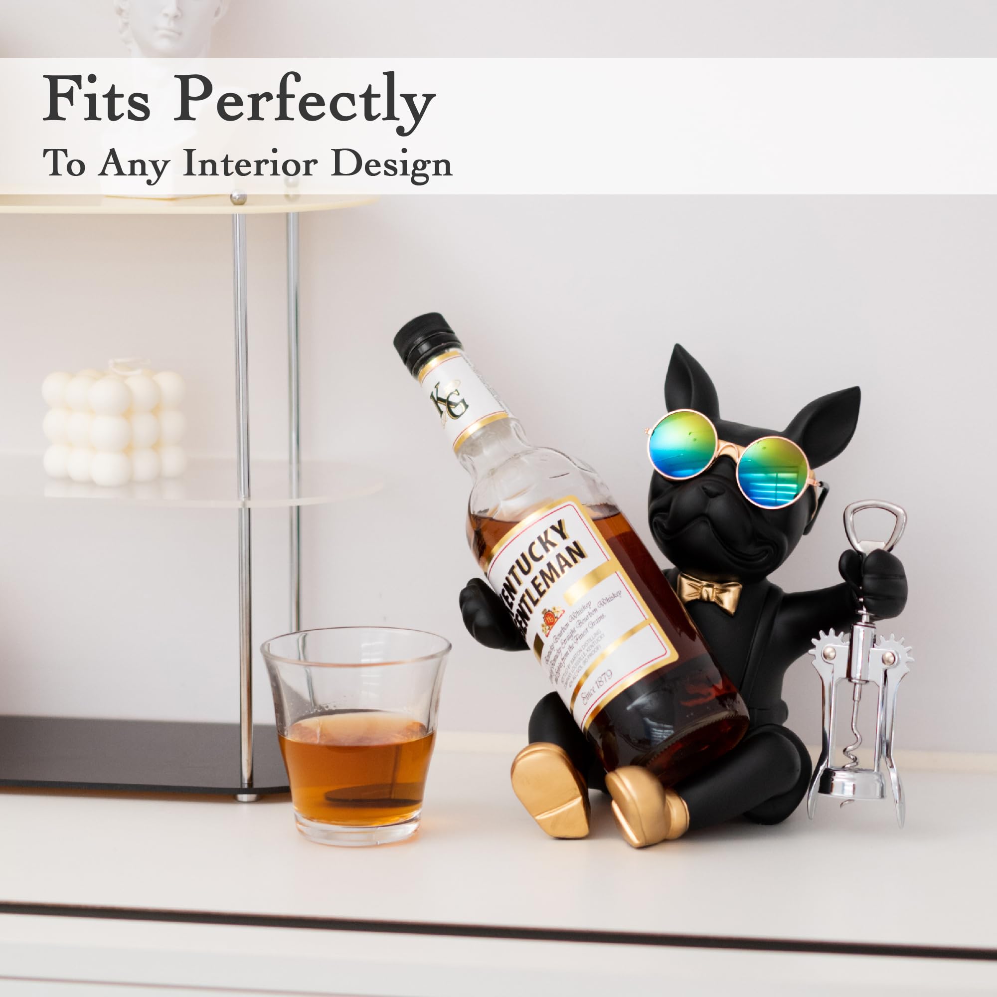 juju GOODS sujeta-botellas Bulldog, perfecto regalo para amantes del vino.